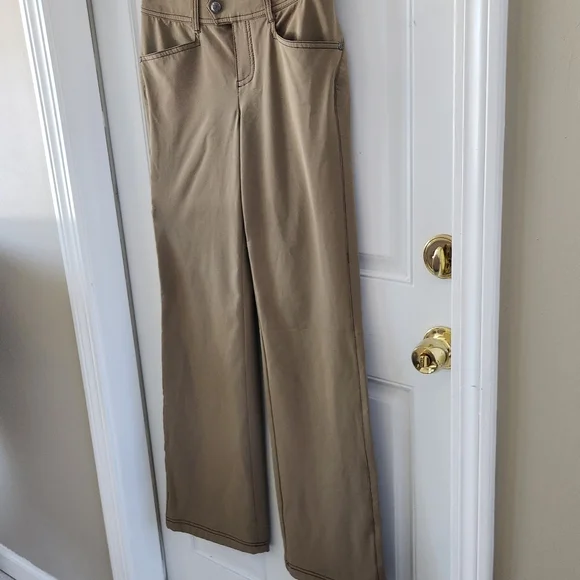 Athleta Adjustable Waist 45274 Tan Side Zipper Pocket Wide Leg Womens Size 4 - Picture 4 of 10